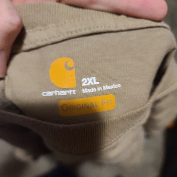 Tan Carhartt Short Sleeve Essential Pocket T Shirt - Picture 3 of 3